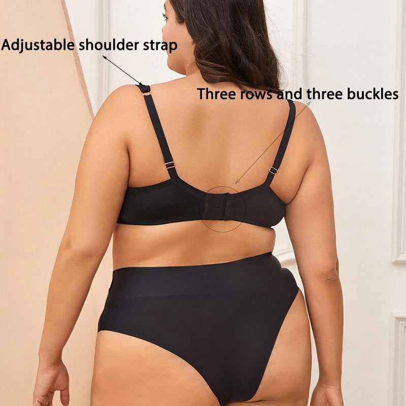 FINETOO Sexy Women Plus Size Underwire Full Coverage Unlined Seamless Bra Wide Straps Wireless Bras for Women Push Up Brassiere
