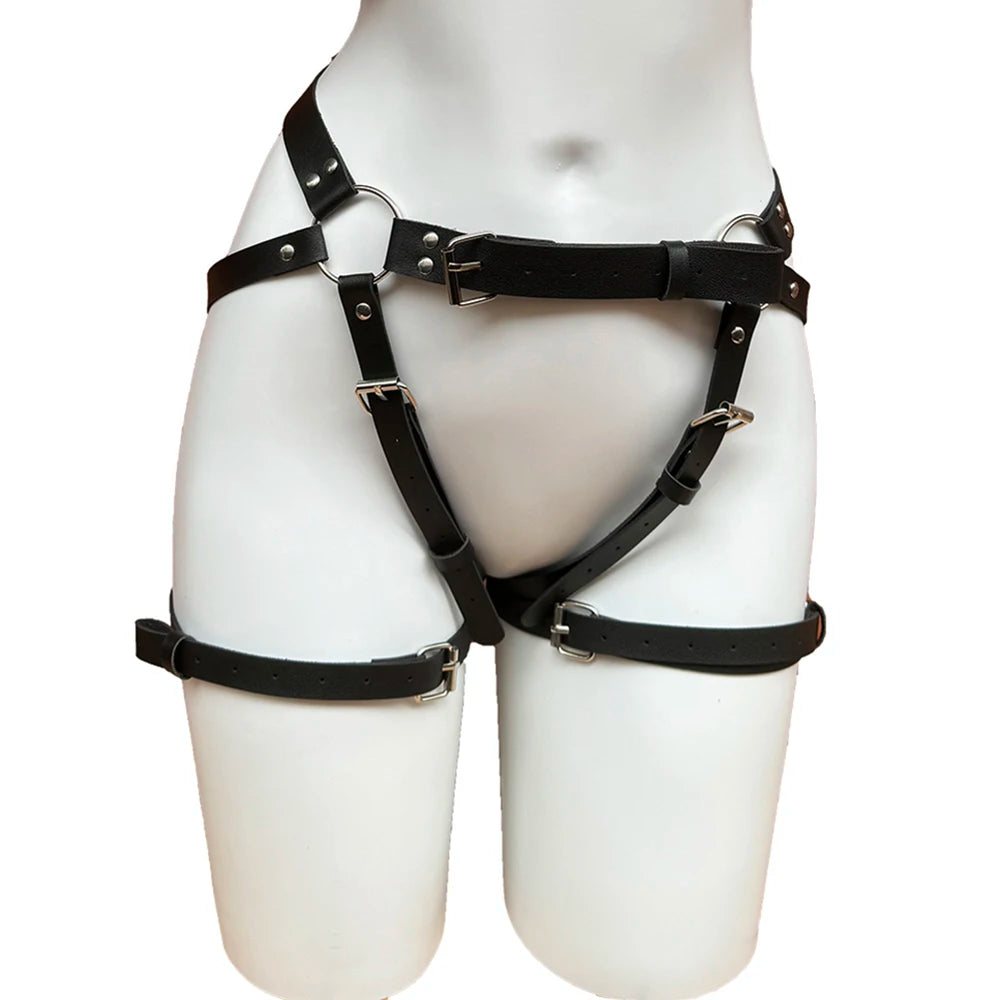 Women Sexy Thigh Garter Belt Gothic Leather Leg Harness Bondage Buttock Suspenders Punk Erotic Swordbelt Adjustable Harness