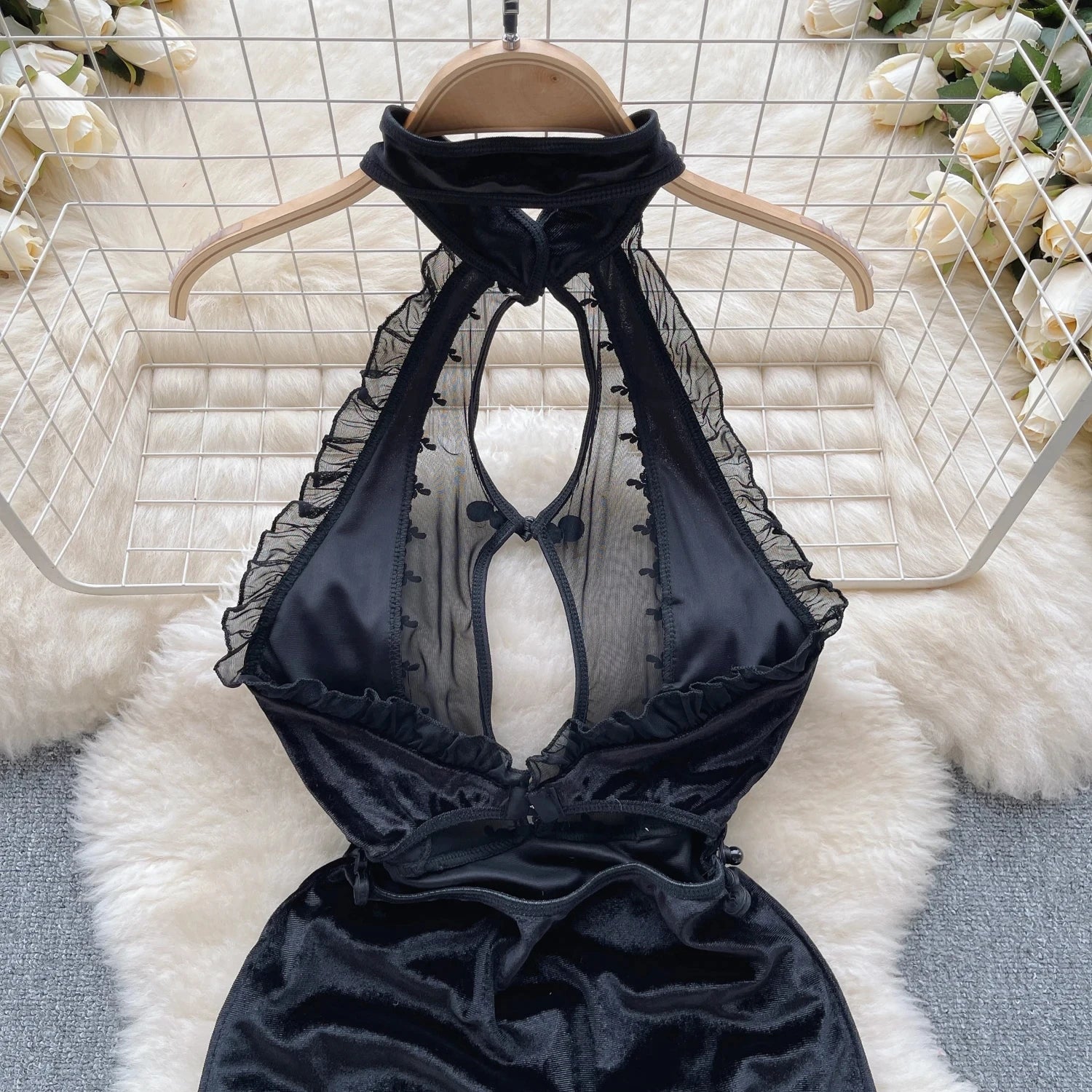 Sexy Pure Desire Lingerie Sets Hanging tough Lace Patchwork Velvet Women Bal ort Spicy Girl Fashion Comfortable Lingerie Sets
