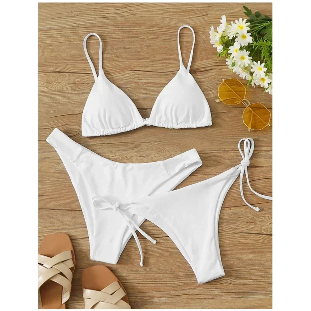 3 Pack Two Bottoms Push Up Bikini Sets Swimsuit For Women Sexy Low And Mid Waist Three Pieces Swimwear Bathing Suit