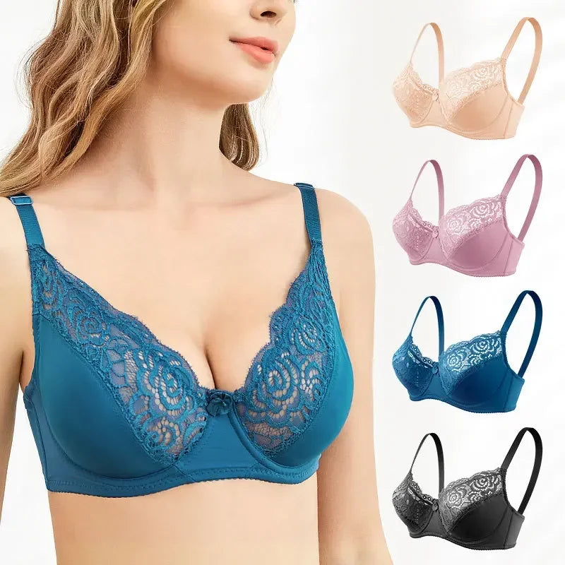 Lace Women's Bra Summer Breathable Sexy Bra Adjustable Lingerie with Underwire Comfort Bras Lingeries for Woman 75C-95D