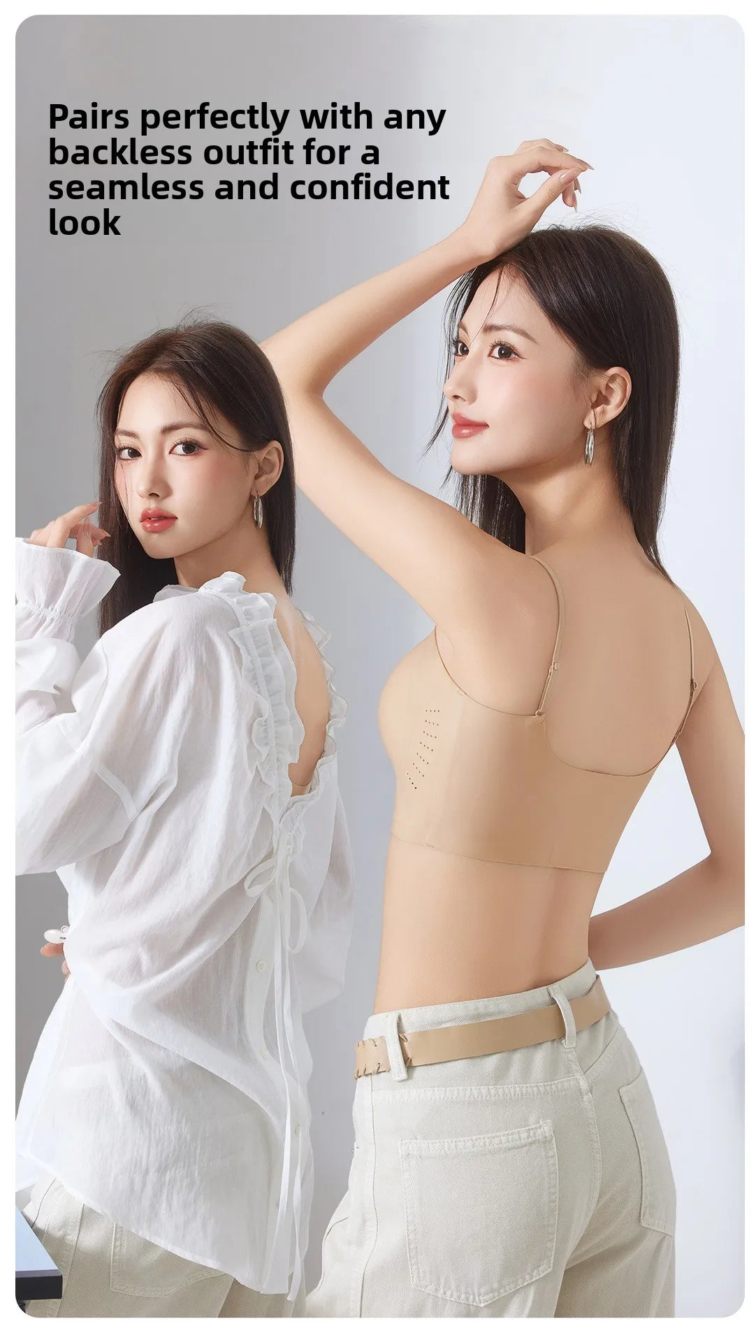 Women Push Up Bra Thin Strap Seamless Backless Bandeau Camisole Summer Padded Jelly Wire Free Comfortable Daily Bra