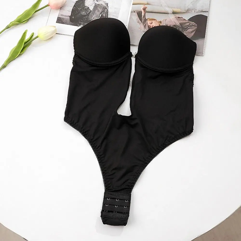 Plunge Bras Thongs Lingerie Full Body Shaper Invisible Push Up Bra U Plunge Backless Underwear Backless Dress