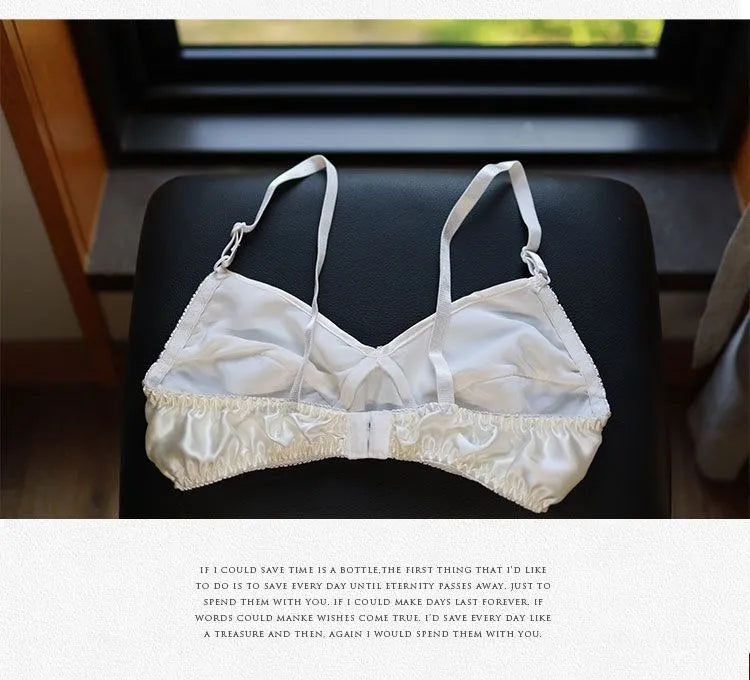 Nipple Coverage Thin Underwear Breathable Healthy 100% Mulberry Silk Double-Sided Silk Bra Wireless Sleep Bra