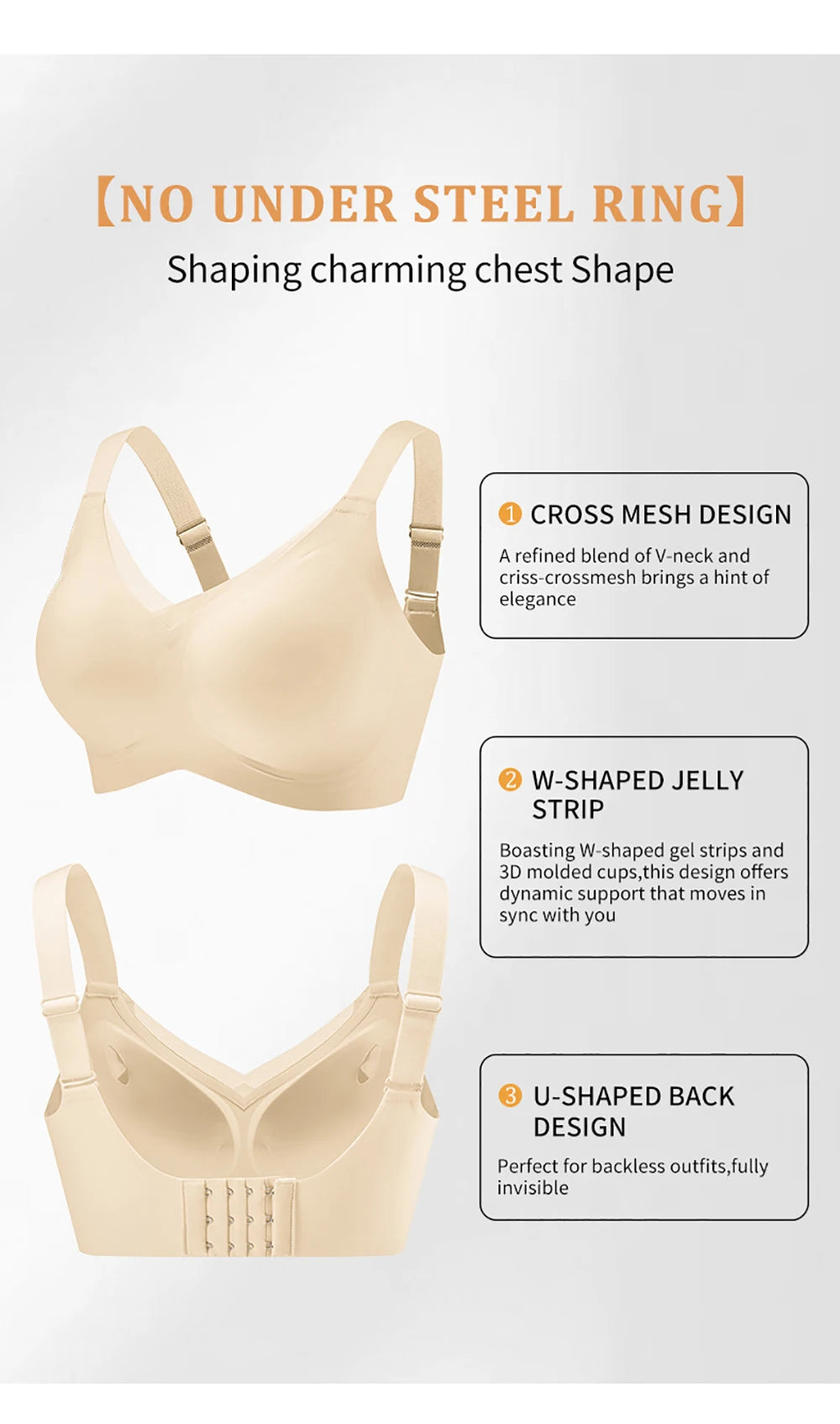 Jelly Wireless Bras For Women No Underwire Supportive Seamless Bra Comfort Soft Bralette Full Coverage Hide Back Fat T-Shirt Bra