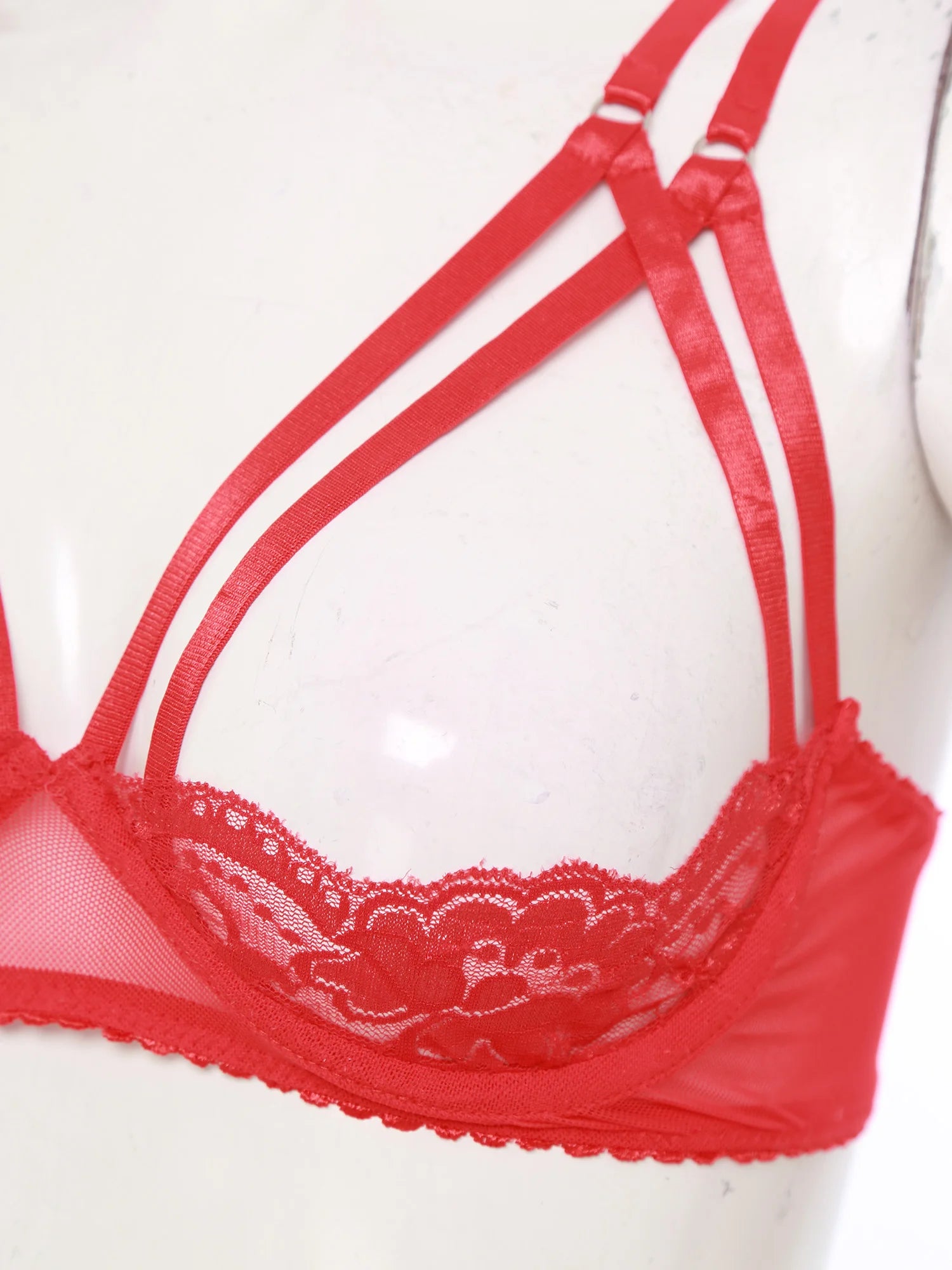 Womens Lingerie 3/4 Lace Cup Bra Push Up Balconette Tops Cupless Brassiere Underwire Open Breast Cup Exposed Nipple Bralettle