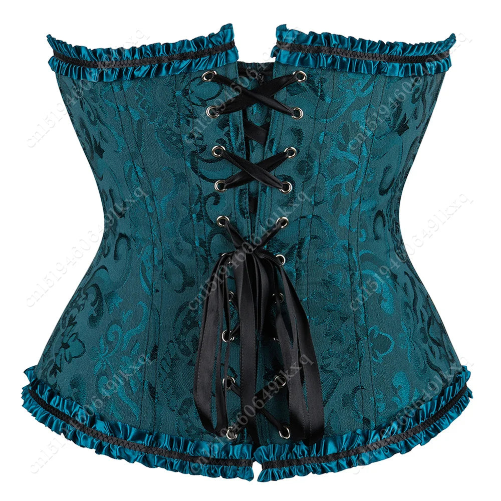 Corset Bustier Top for Women Bustier Overvst Sexy Lace Up Sexy Floral Corset Lingerie Gold Yellow