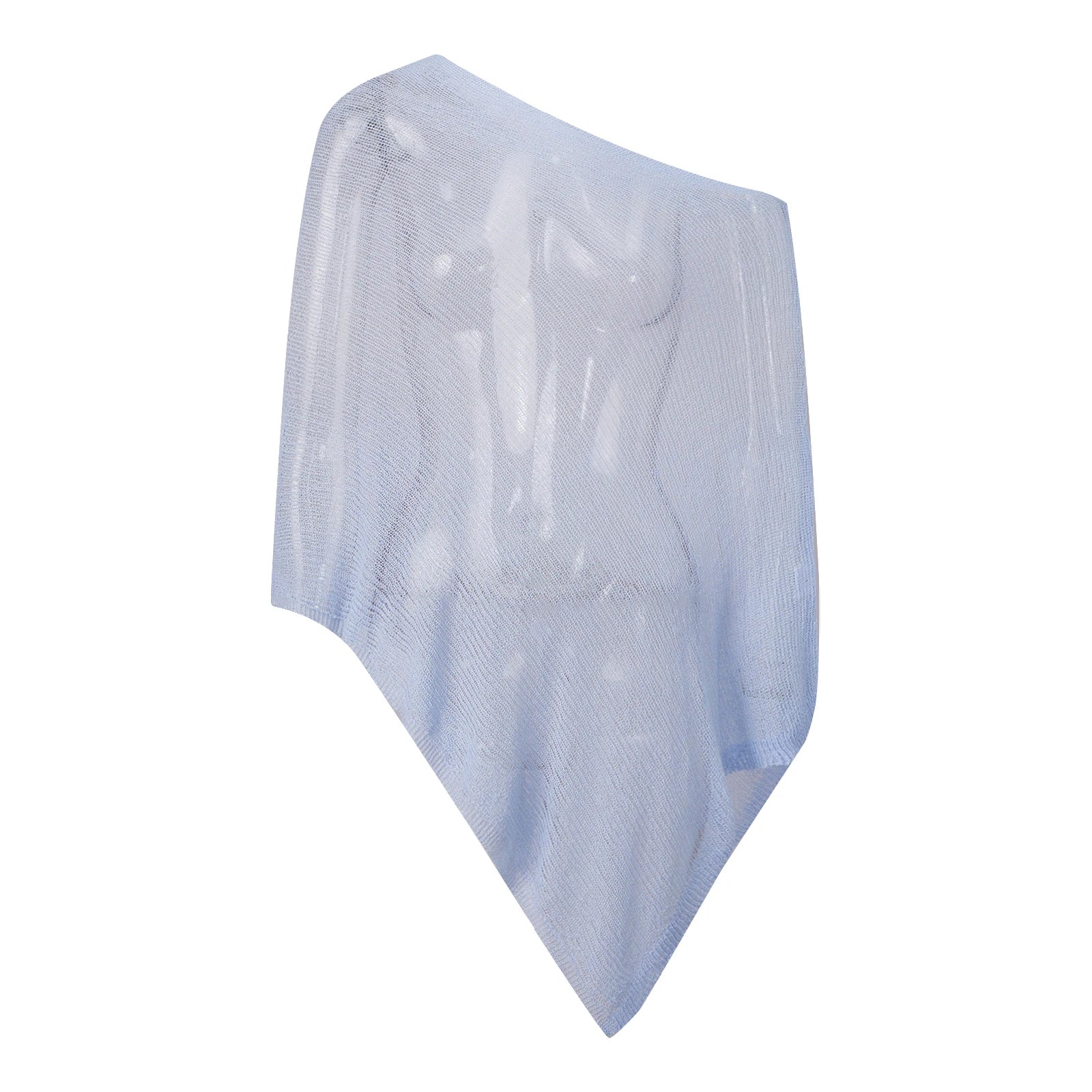 Women's Knitwear Bikini Cover-ups See-through Off Shoulder Irregular Triangle Hem Puncho Loose Fit Pullover Summer Beach Tops