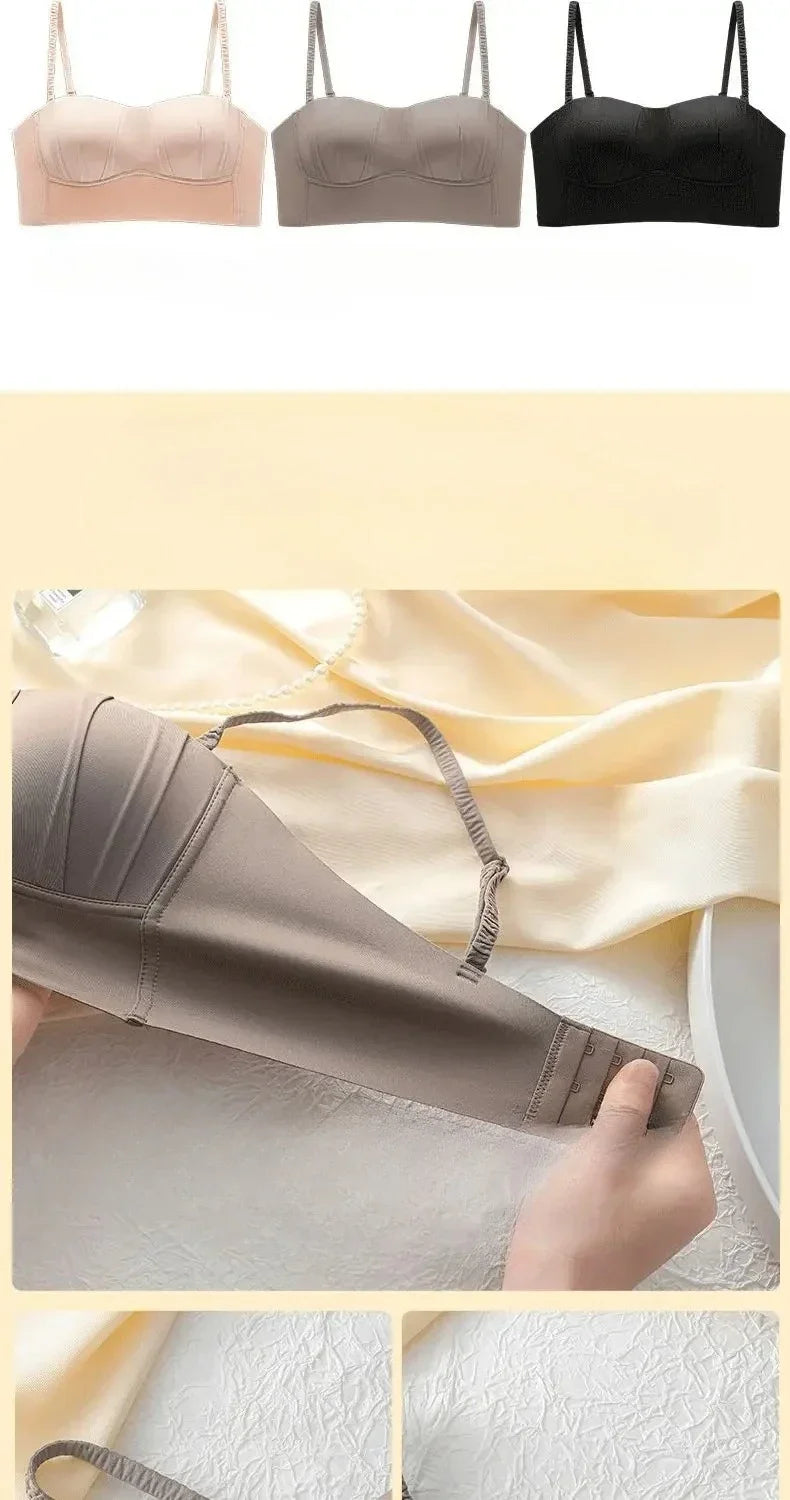 Sexy Push Up Bras French Pleated Bra New Detachable Ringless Thin Gather Bra Without Underwire Seamless Underwear for Women New