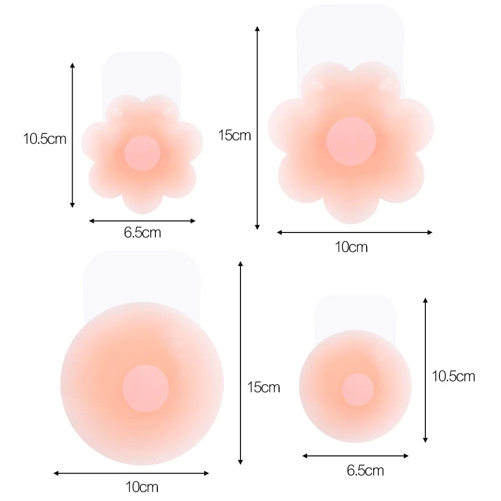 1pair Silicone Nipple Cover Lift Up Bra Sticker Adhesive Invisible Bra Breast Pasty Women Chest Petals Reusable Strapless Bras