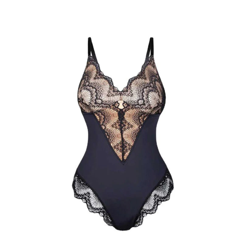 Women's Shapewear Body Shaper Sexy Lace V Neck Bodysuits OpenBody Suit Sexy Jumpsuit Underwear Lingerie