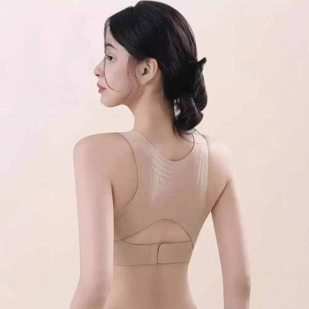 Bust Lift Bra Posture Corrector Bra for Women Front Closure Wireless Padded Bra Full Coverage Back Support Spinal Alignment Bras