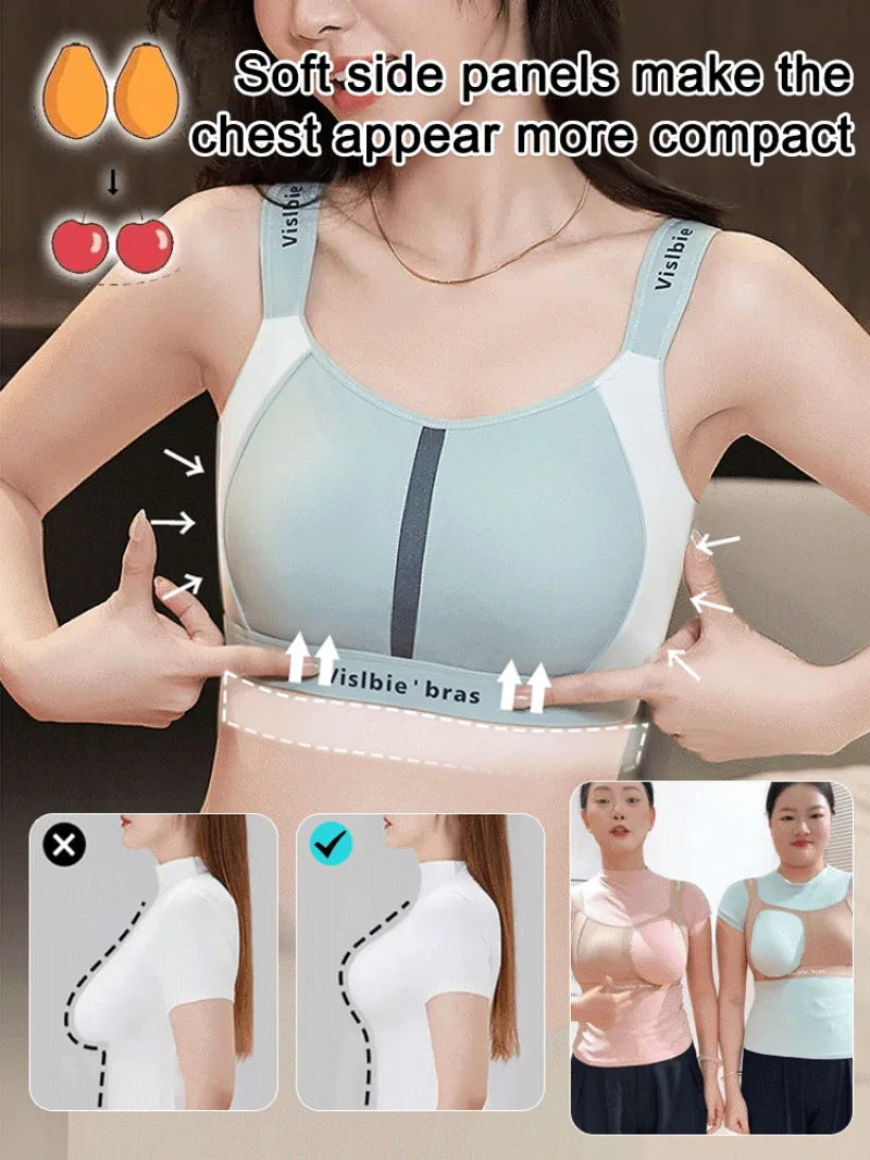 Wireless Minimizer Sports Bra Adjustable Support Anti Sagging Seamless Comfort Breathable Large Bust No Underwire Everyd