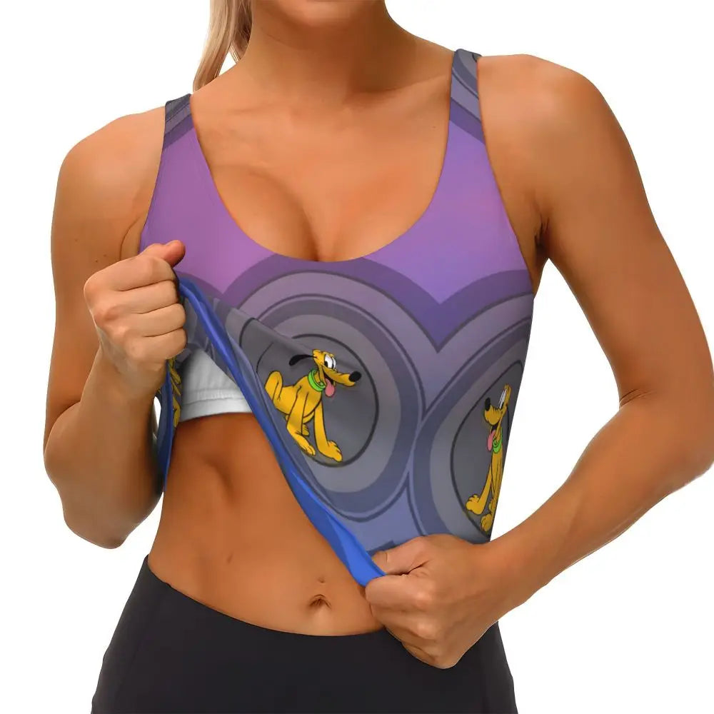 Custom Pluto Anime Manga High Impact Sports Bras for Women Classic Seamless Workout Yoga Crop Tank Tops