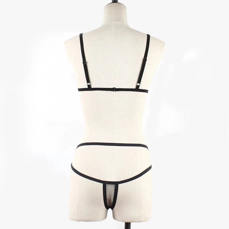 Sexy Lingerie Set for Women Hollow Bandage Bikini Bra G-String Suit Lace Erotic Costume Porno Sex Adult Underwear Clothes