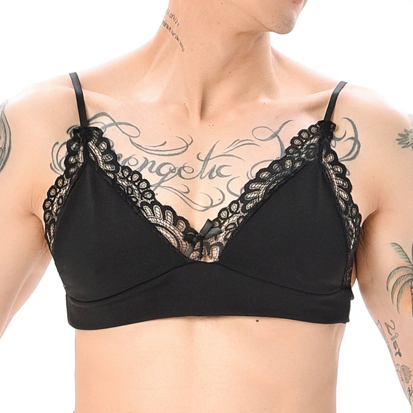 Men's Bras Sexy Underwear Lace See-Through Men's Safety Belts Body Sissy Clothing Gay Exposure Bikini Lingerie