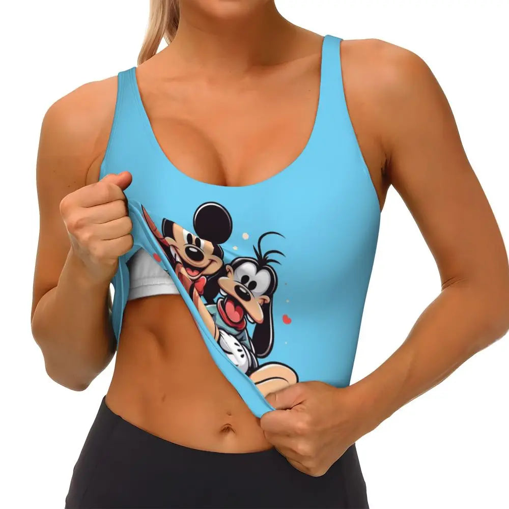 Custom Goofy Cartoons High Impact Sports Bras for Women Mangas Seamless Workout Running Crop Tank Tops