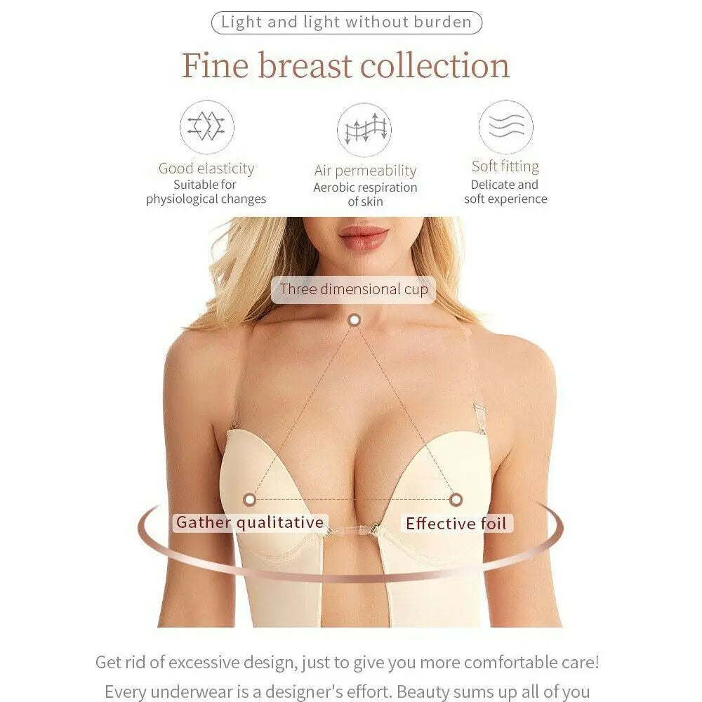 Plunge Bras Thongs Lingerie Full Body Shaper Invisible Push Up Bra U Plunge Backless Underwear Backless Dress