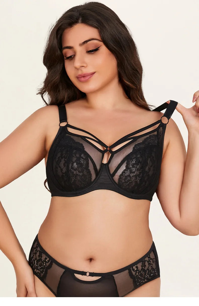 Plus Size Full Coverage Bras for Large Bust , Minimizer Lift Support , Lace Breathable Thin, D-K Cup , For Curvy Women