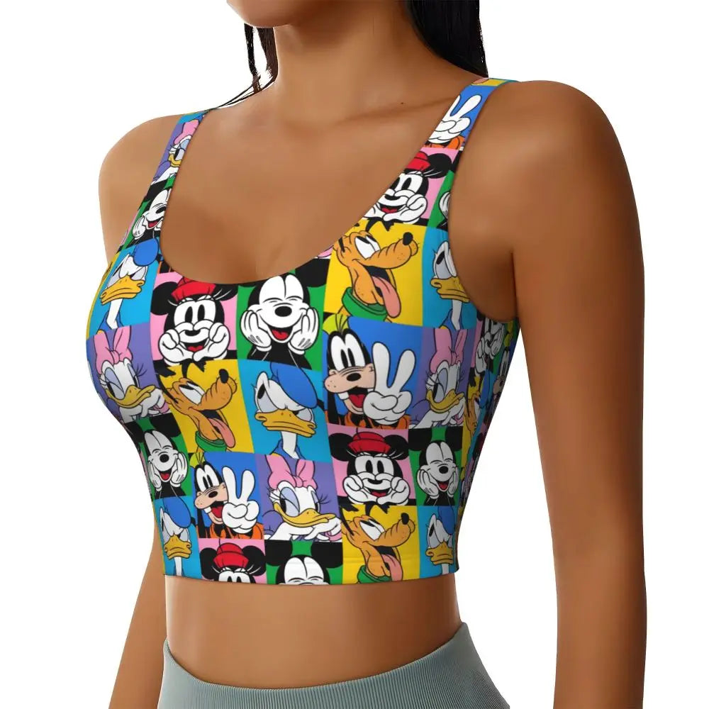 Custom Goofy Cartoons High Impact Sports Bras for Women Mangas Seamless Workout Running Crop Tank Tops