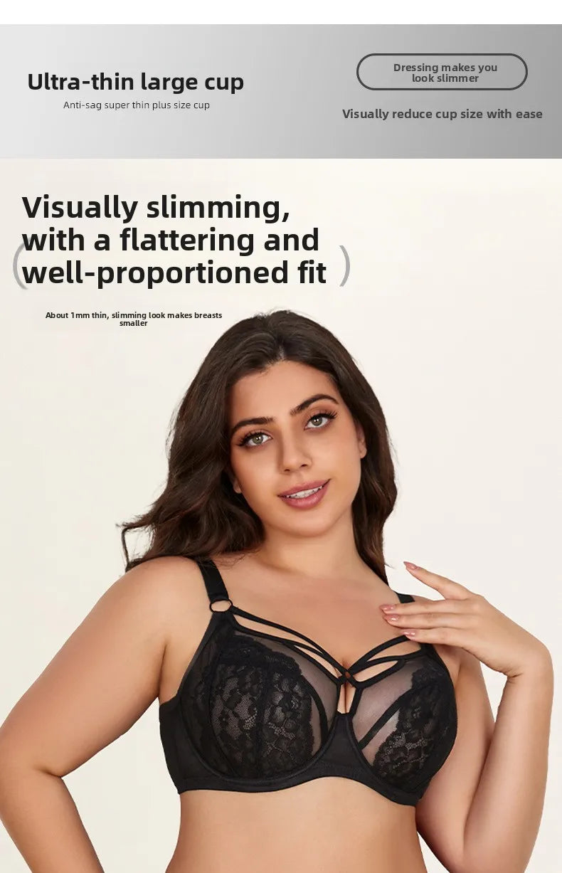 Plus Size Full Coverage Bras for Large Bust , Minimizer Lift Support , Lace Breathable Thin, D-K Cup , For Curvy Women