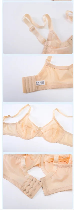 Lifting Lace Bras for Women Sheer Balconette Full Coverage Underwire Unlined Everyday Bras Lingerie