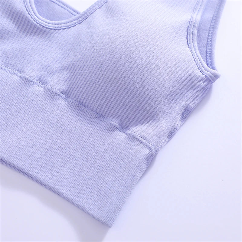 Sports Yoga Women's Bra Ribbed Shockproof Fitness Workout Bralette Sexy Elastic Backless Underwear Push-Up Bra Sportswear Tops