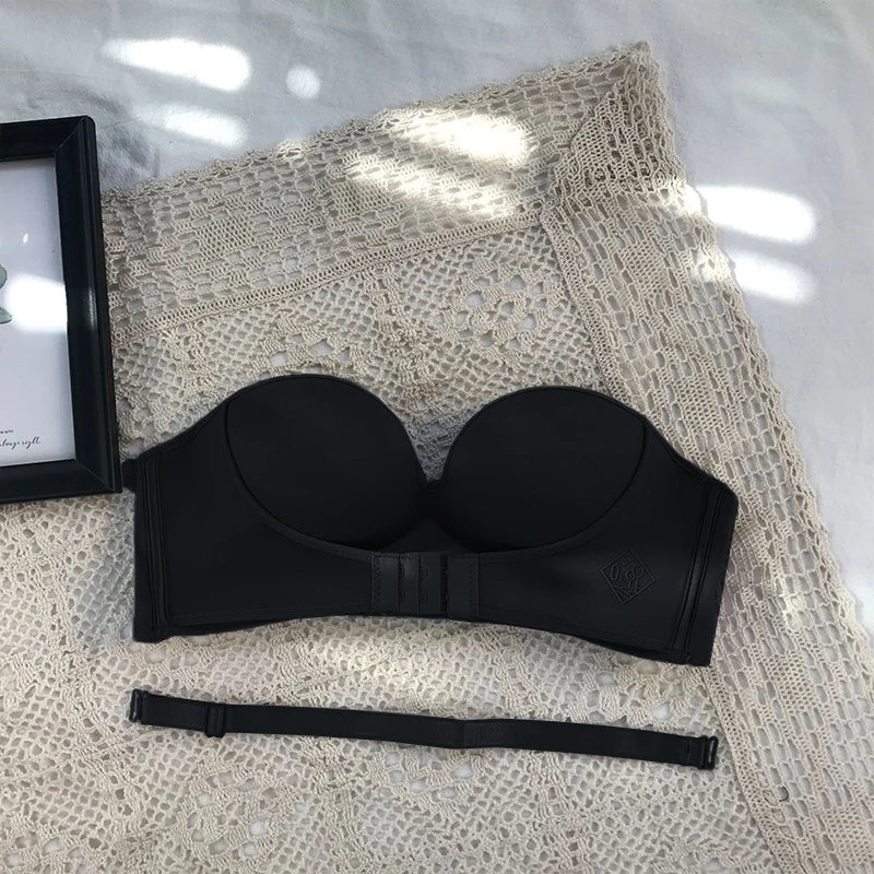 Strapless Bra For Women Outdoor Summer Wear Thin Non-slip Seamless Invisible Chest Tube Shrink Jelly Wrap Bra
