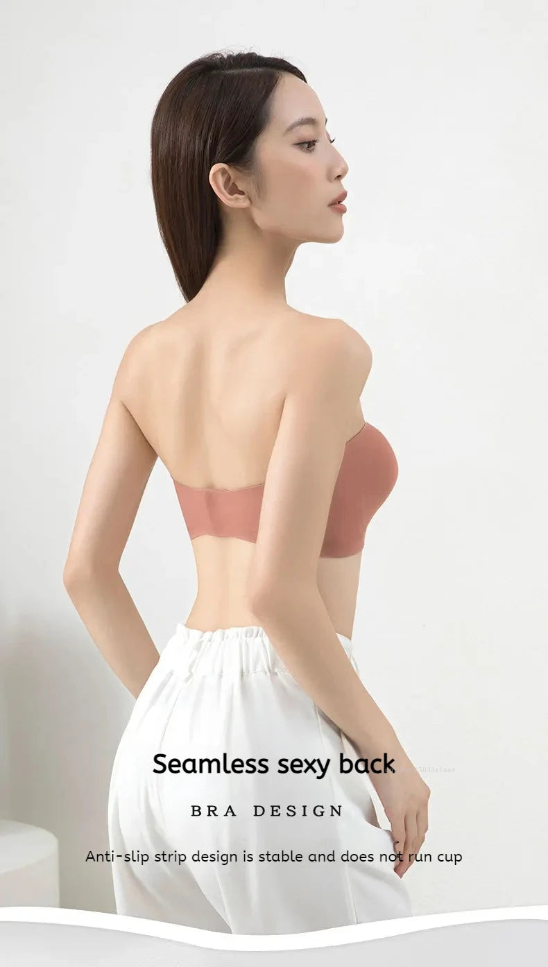 Non-slip Strapless Underwear Bra Seamless Sport Bras Women Soft Thin Push Up Underwear Lingerie Sleep Top Invisible Lingerie