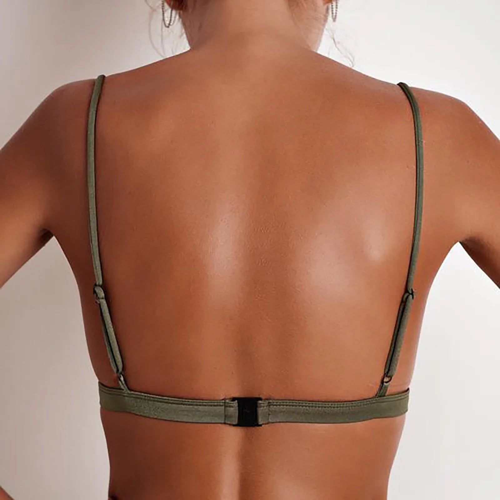 Sexy Bikini Bra Bralettw Top For Women Solid Color Bandage Swimwear Backless Sleeveless Swimming Crop Top Summer Beach Suit