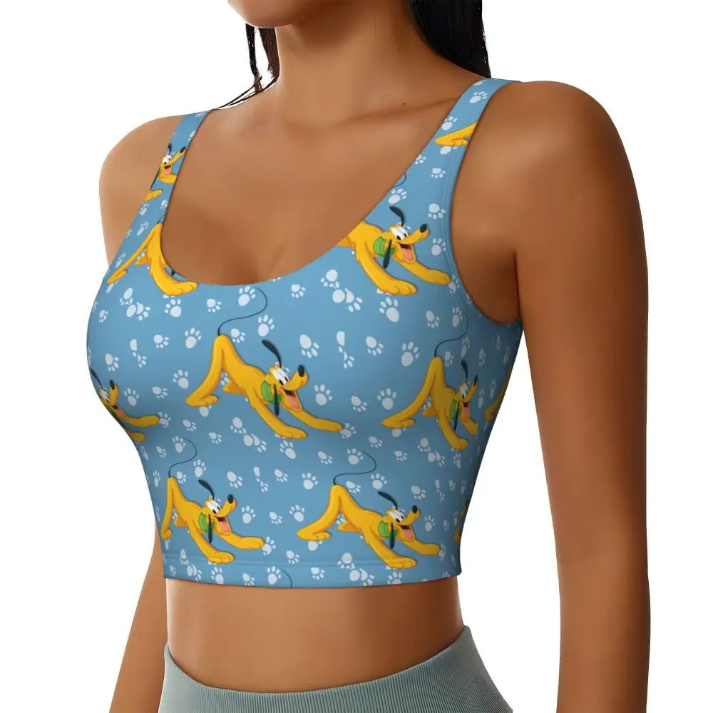 Custom Pluto Anime Manga High Impact Sports Bras for Women Classic Seamless Workout Yoga Crop Tank Tops