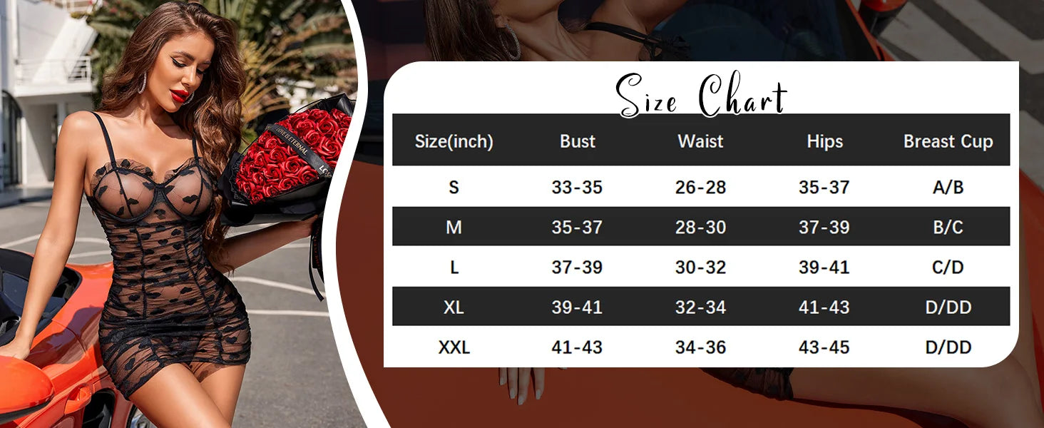 Women Lingerie Push Up Lingerie Dress Sexy Outfits Mesh Babydoll Chemise Lace Nightgowns