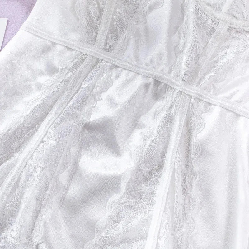 Women's Lingerie Sexy Nightwear Lace Spliced Sensual Night Dress Strapless Backless Babydolls Garter Club Sexy Erotic Costumes