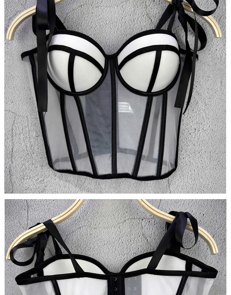 Women Corset Top Strappy Smocked Camisole Undershirt Lady Underwear Bottoming Outer Wear Sexy Fishbone Waist Tops Mujer Lingerie