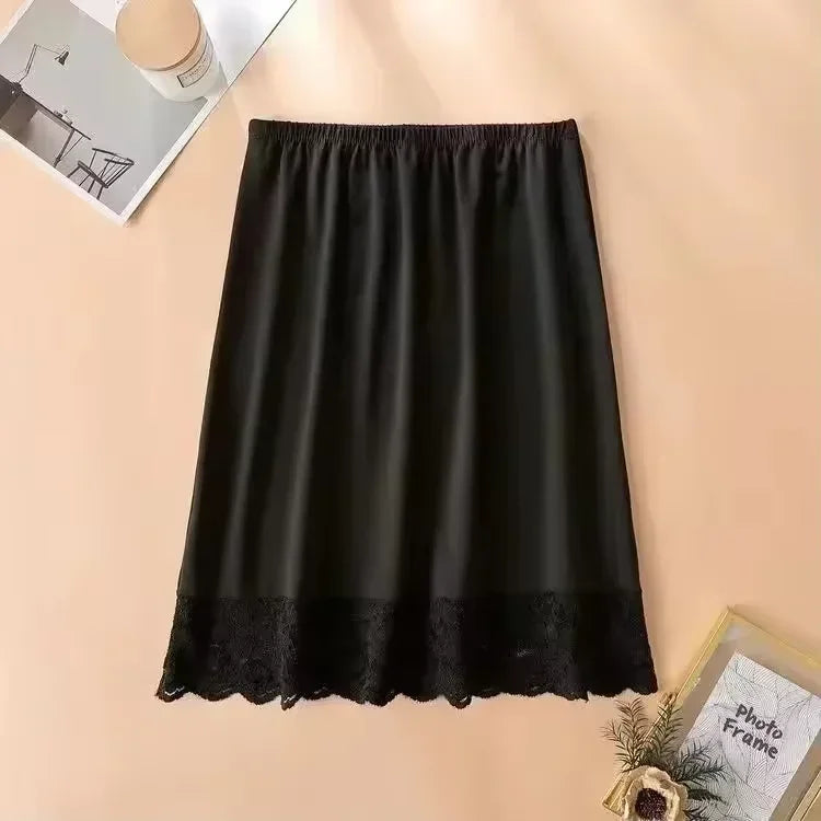Womens Girls Modal Half Slips Underskirt Basic Soft Lace Trim Petticoat Underdress Intimates Safety Skirt Underwear