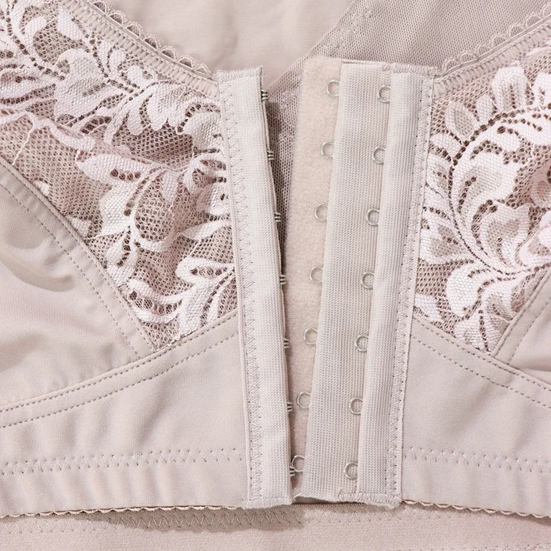 7 Hooks Front Closure Unlined Thin Comfort Bra Plain Floral Undewear Full Cup Minimizer Wireless Lingerie 0XL-5XL