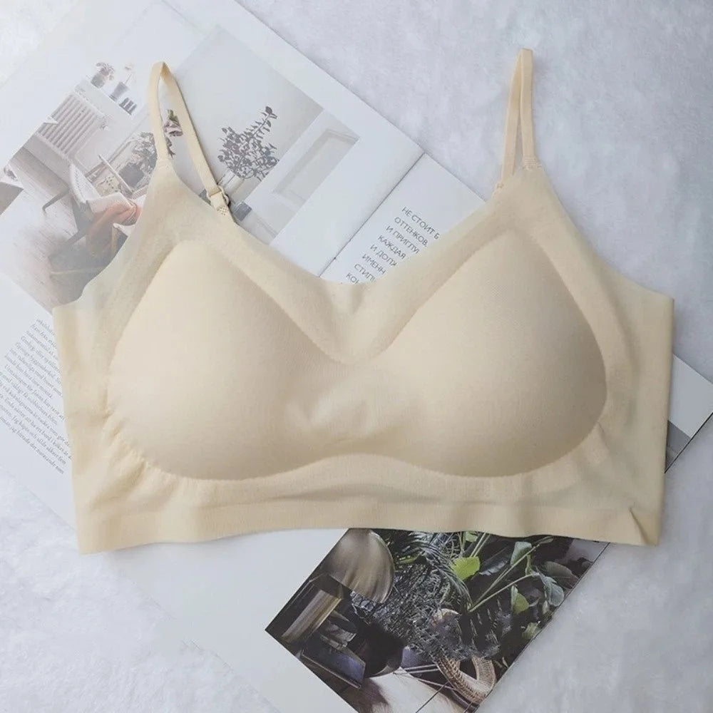 Breathable Close-fitting Seamless Bra Anti-sagging Shockproof Brassiere for Women Beautiful Back Wireless Deep V Bra Lady