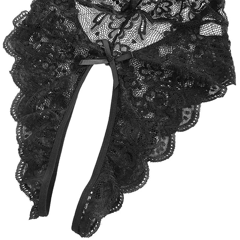 2023 New Erotic Lingerie For Women Lace Floral Transparent Bra Set Porn Costumes Deep V Open Bra Crotchless Bodysuit Underwear