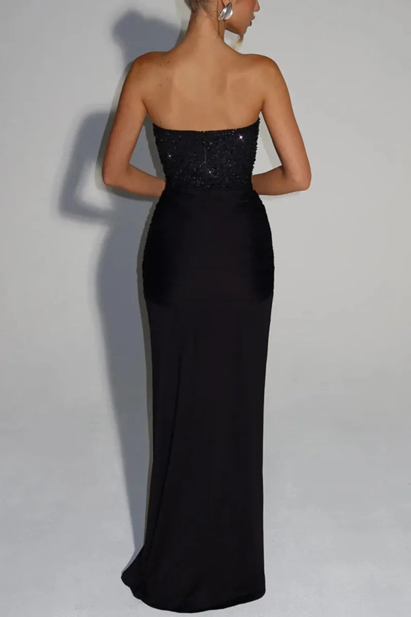 Sexy Women Sequins Party Wedding Dress Elegant Off Shoulder Slim Lace Graduation Ceremoney Mermaid Bodycon Corset Long Dress