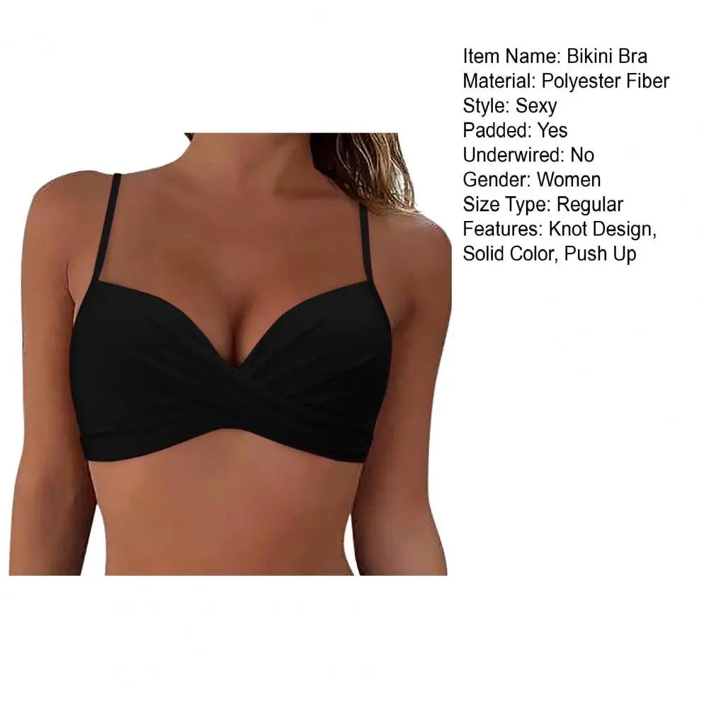 Women Bra Swimming Top Stylish Backless Butterfly Hook Bikini Tops with V-neck Front Knot Design Sexy Swimwear Bra for Women