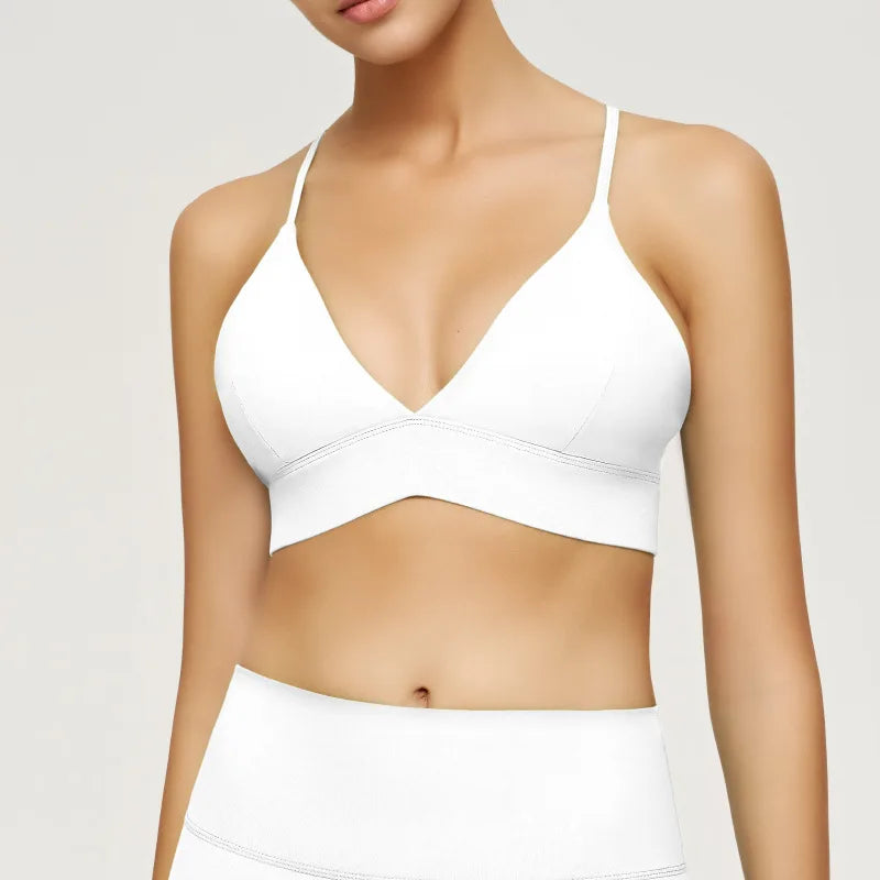 YOGA Bra for Women Naked Feeling Strappy Padded Sports Bras Fitness Workout Top Criss Cross Back Yoga Sports Bras No Steel Ring