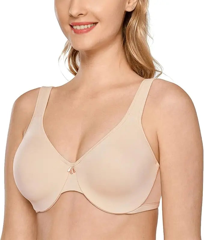 DELIMIRA Women Everyday Bra  Minimizer Bra Plus Size Underwire Full Coverage Seamless Bras