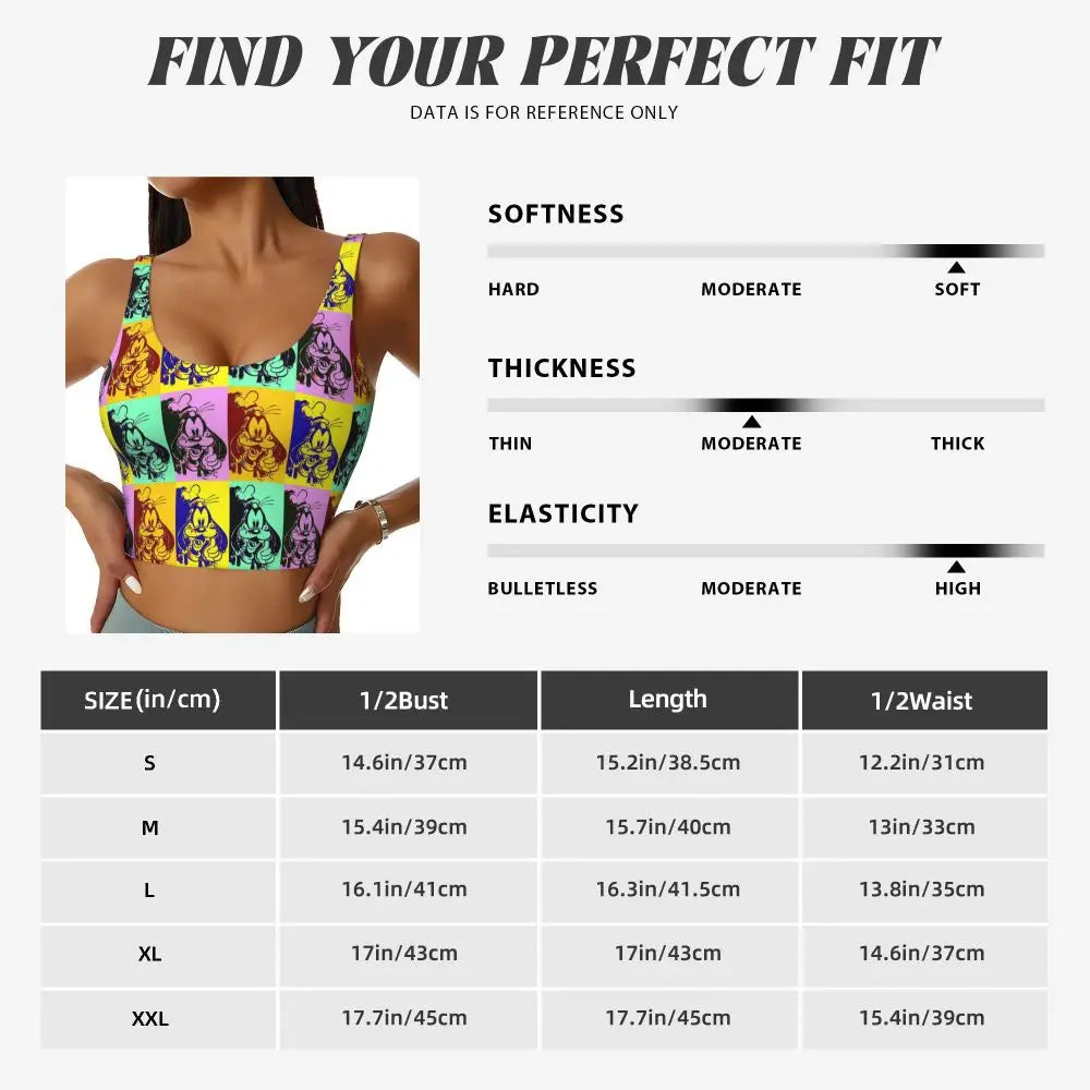 Custom Goofy Cartoons High Impact Sports Bras for Women Mangas Seamless Workout Running Crop Tank Tops