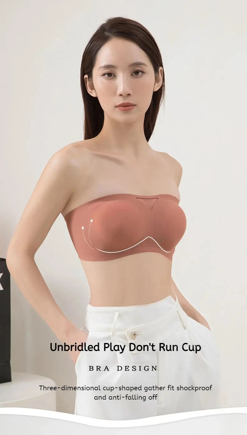 Non-slip Strapless Underwear Bra Seamless Sport Bras Women Soft Thin Push Up Underwear Lingerie Sleep Top Invisible Lingerie