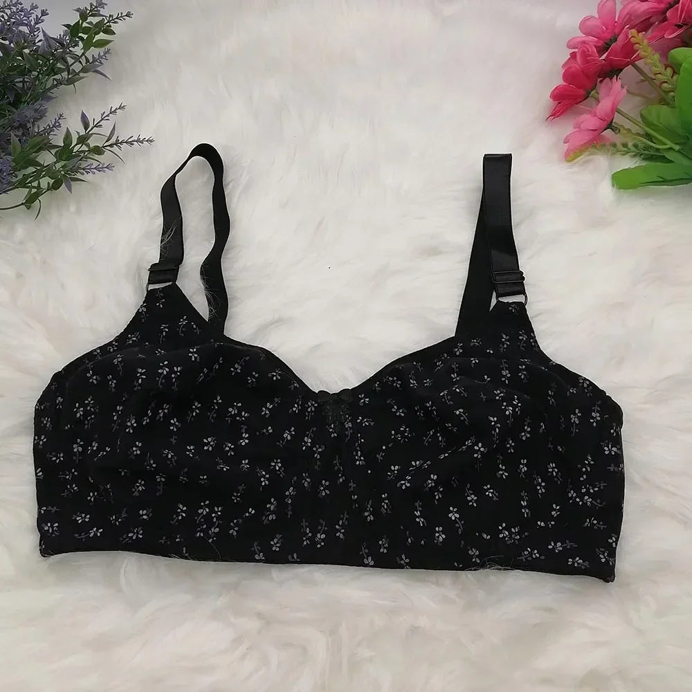 Printing Floral unlined cotton bra comfortable bras for women push up Seamelss underwear sexy lingerie plus size bra 34B-46C C32
