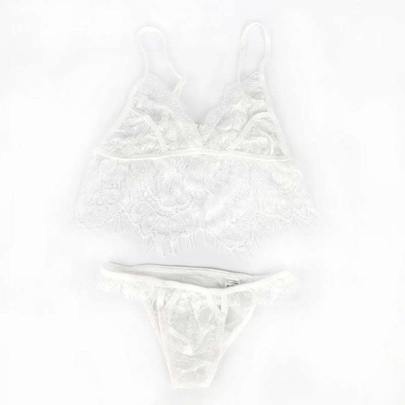 Sexy Lingerie Underwear Suits For Women Lingerie Thong Solid Lace White Vest Camisole Tube Top Panties Christma Bodysuit Sets