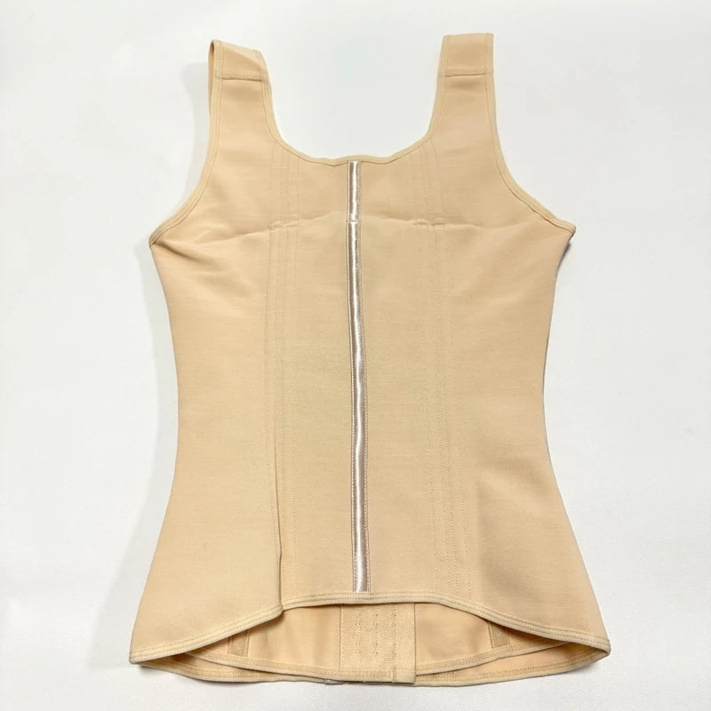 Shapewear Women Fajas Waist Trainer Tummy Control Vest Body Shaper 17 Steel Bones 3-Row Hooks Zipper Adjustable Strap