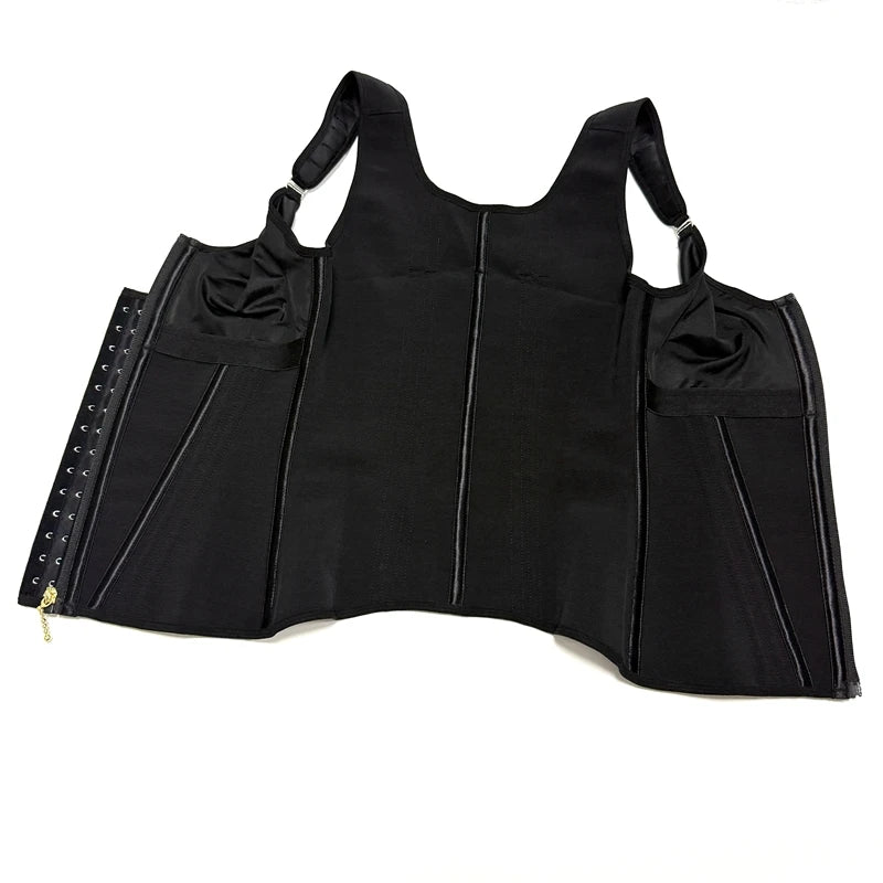 Shapewear Women Fajas Waist Trainer Tummy Control Vest Body Shaper 17 Steel Bones 3-Row Hooks Zipper Adjustable Strap