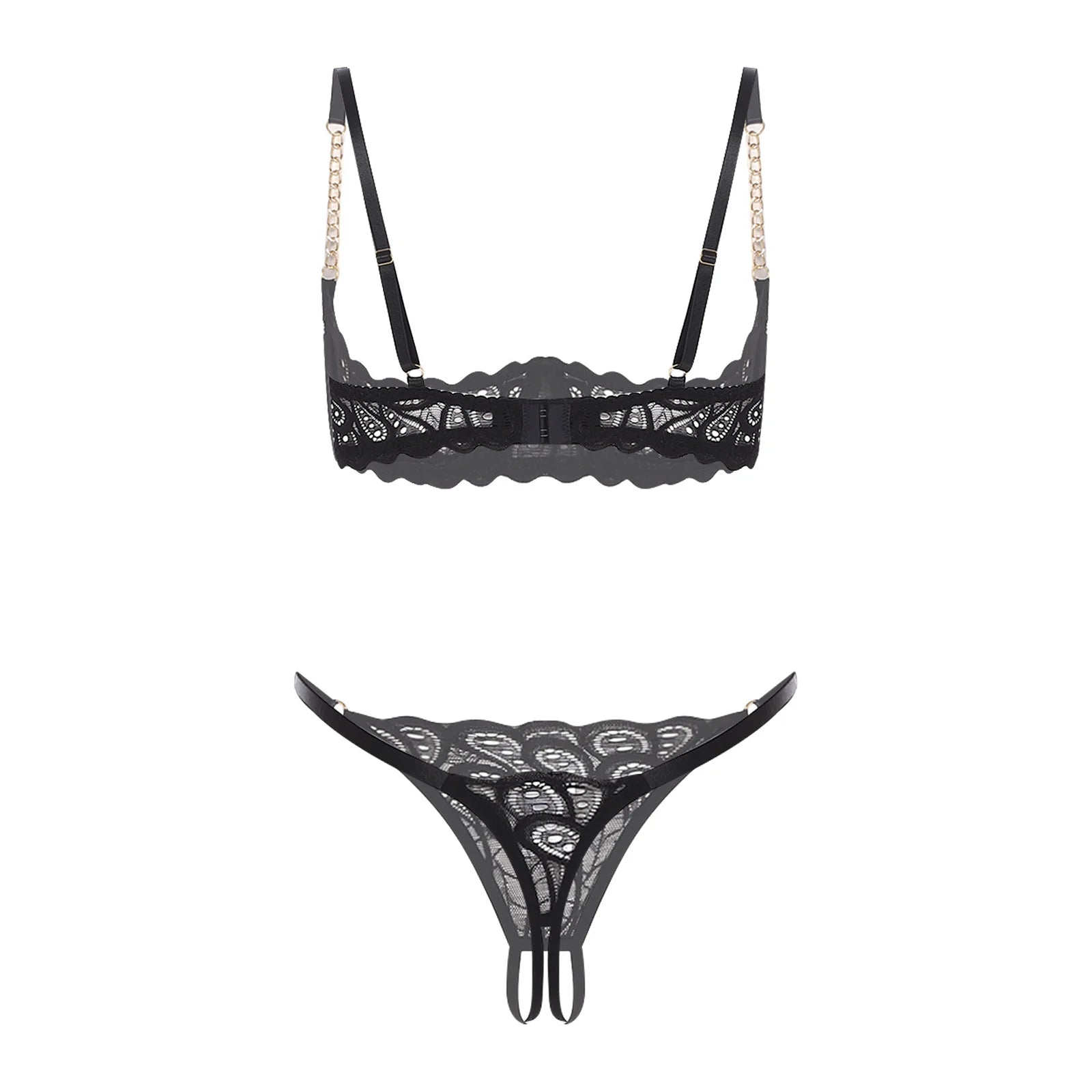Womens Lingerie Bare Exposed Open Nipples Bra Underwear Set Floral Lace Brassiere 1/4 Cup Underwire Push-up Bralette Balconette