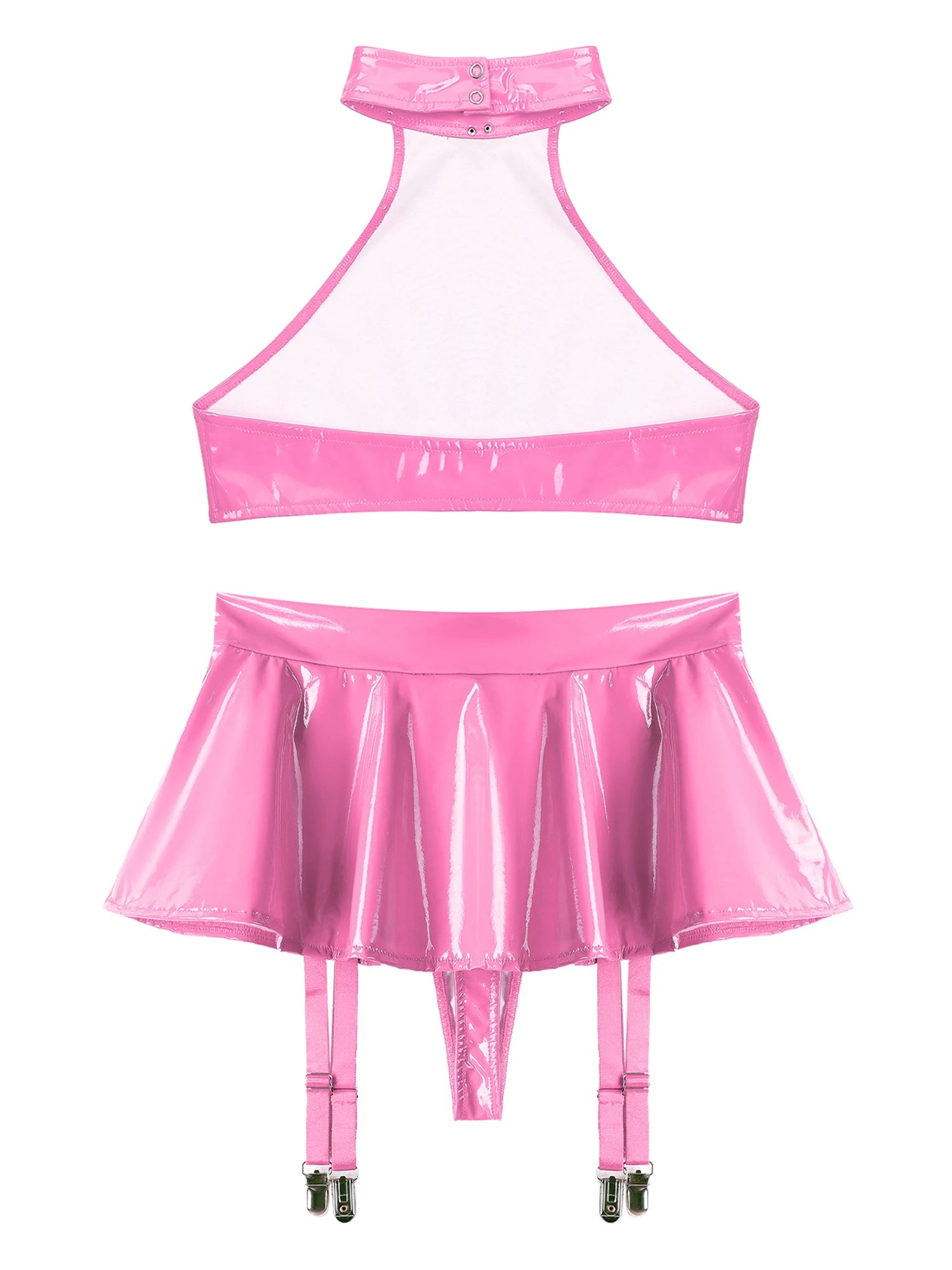 Two-Piece Female Lingerie Set Women Latex Nightclub Outfit Night Club Hot Girl Rave Festival Pole Dance Show Babydoll Costume